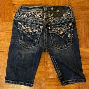 Miss Me Embellished Yoke Denim Bermuda Short